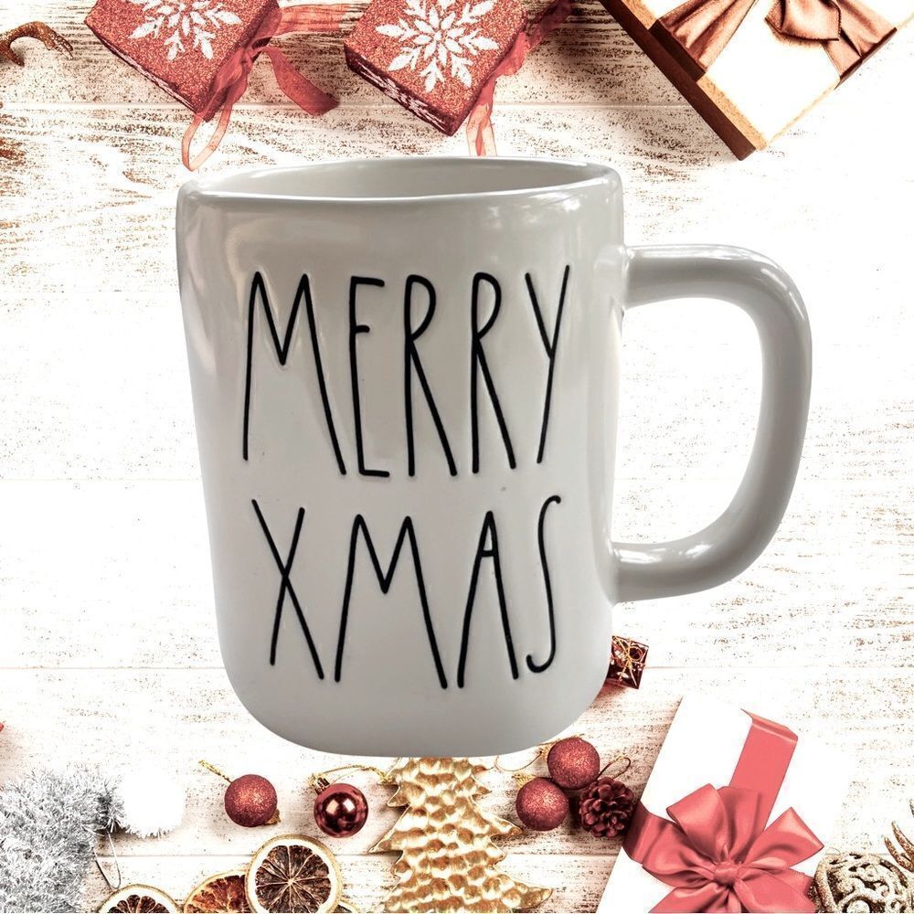 Rae Dunn Christmas Coffee Mug (XMAS/Ivory with Black Lettering) NWOT